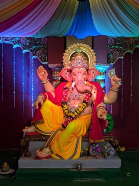 photograph of Lord ganapati Idol, Happy Ganesh Chaturthi. clipart