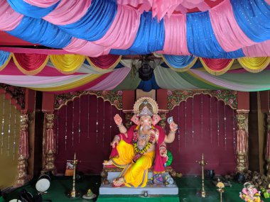 photograph of Lord ganapati Idol, Happy Ganesh Chaturthi. clipart