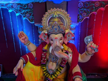 photograph of Lord ganapati Idol, Happy Ganesh Chaturthi. clipart