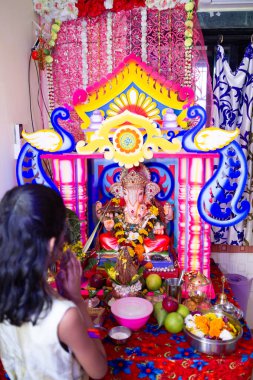 photograph of Lord ganapati Idol, Happy Ganesh Chaturthi. clipart