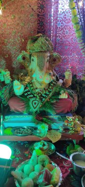 photograph of Lord ganapati Idol, Happy Ganesh Chaturthi. clipart