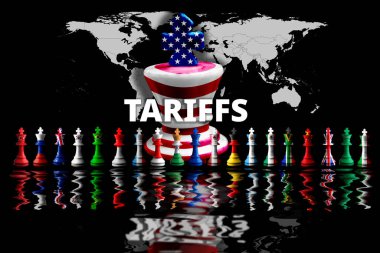 Dünya 'ya gümrük vergisi koyuyoruz. konsept 3B illüstrasyon .