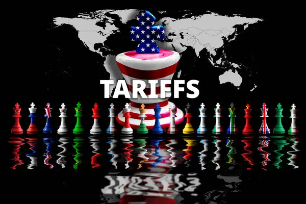 Dünya 'ya gümrük vergisi koyuyoruz. konsept 3B illüstrasyon .