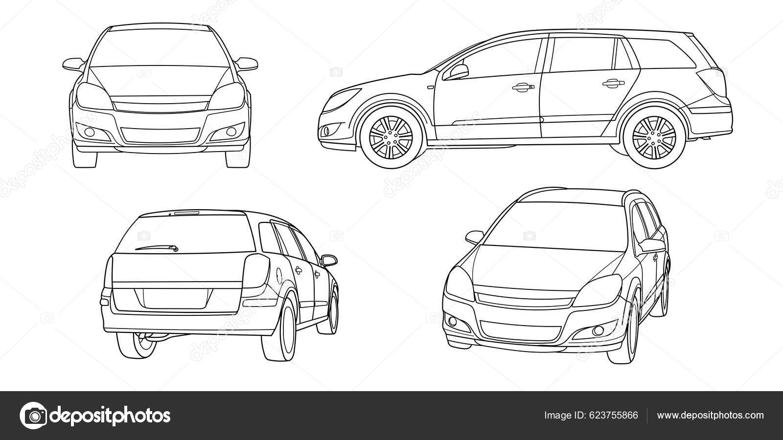 ilustração de carro esportivo em uma linha de desenho à mão. carro  esportivo antigo clássico. ilustração de arte de linha de vetor de estilo  gravado à mão para crianças colorir livro ou