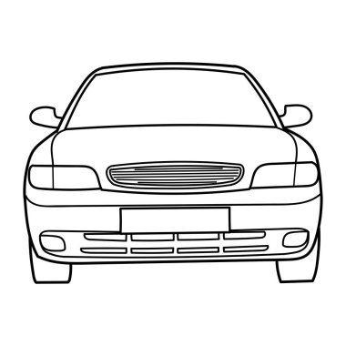 Klasik sedan ya da steyşın araba ön görüntüsü. Taslak vektör çizimi