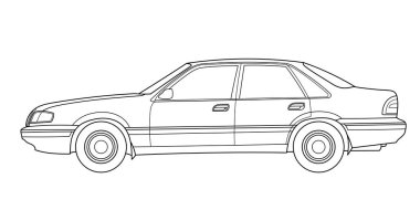 Klasik sedan araba. Taslak vektör çizimi