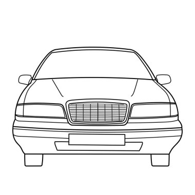 Klasik sedan ya da steyşın araba ön görüntüsü. Taslak vektör çizimi
