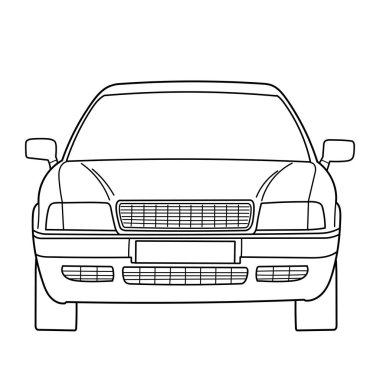Klasik sedan ya da steyşın araba ön görüntüsü. Taslak vektör çizimi
