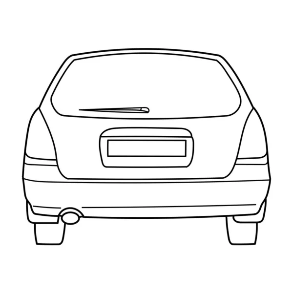 Classic Station Wagon Rear View Shot Outline Doodle Vector Illustration — Stock Vector