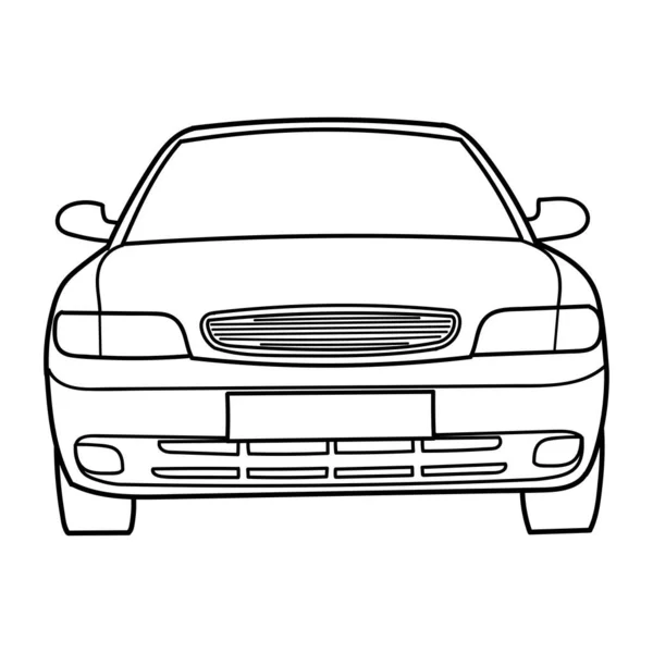 Classic Sedan Station Wagon Car Front View Outline Vector Doodle — Stock Vector