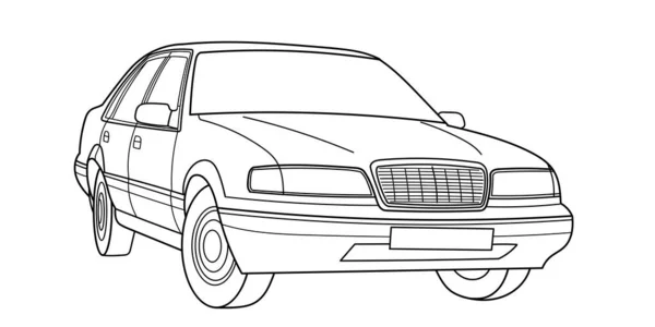 Een Klassieke Sedan Auto Overzicht Vector Doodle Illustratie — Stockvector