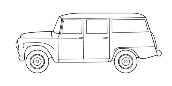 Egy Terepjáró Terepjáró Kocsi Tetőtartóval Oldalnézetben Vektor Vázlat Firka Illusztráció — Stock Vector