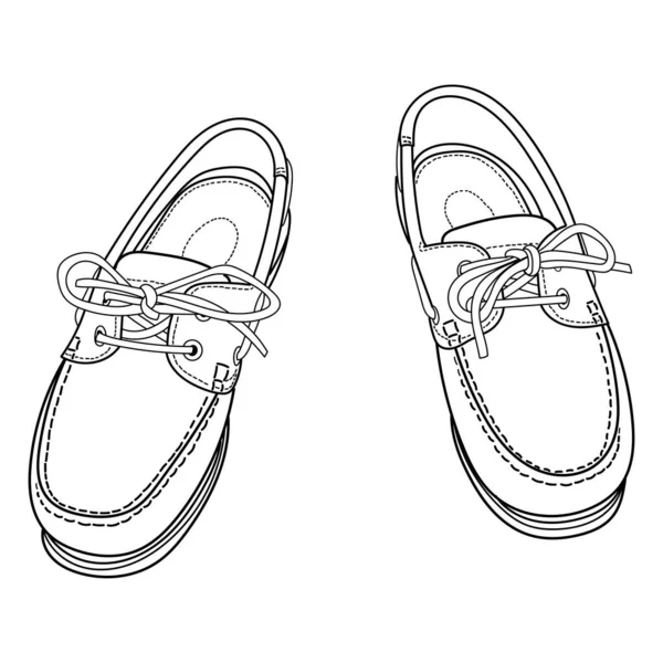 Zapatos Barco Clásicos Dibujados Mano Vista Superior Esquema Doodle Vector — Archivo Imágenes Vectoriales