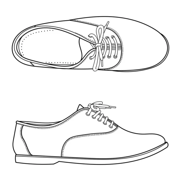 手绘休闲鞋 夏靴鞋 顶视图的图解 经典的老式风格 线形涂鸦矢量图解 — 图库矢量图片