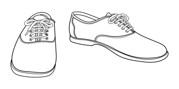 Kézzel Rajzolt Illusztráció Alkalmi Cipő Nyári Csizma Cipő Felülnézet Klasszikus — Stock Vector