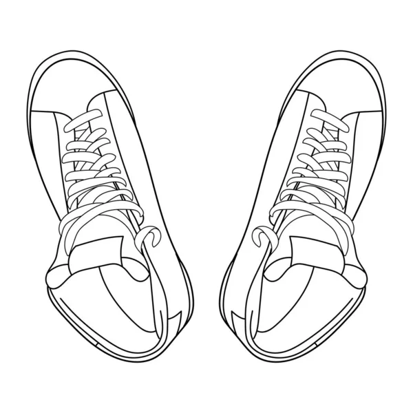 Klasyczny Rysunek Dłoni Ilustracja Tenisówki Buty Gimnastyczne Białym Tle Ilustracja — Wektor stockowy