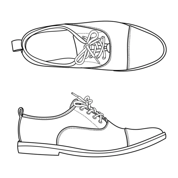Διάνυσμα Χέρι Σχέδιο Εικονογράφηση Άνδρες Μόδα Oxford Παπούτσια Πάνω Και — Διανυσματικό Αρχείο
