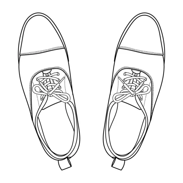 Vector Çizimi Erkekler Ile Moda Oxford Ayakkabıları Üst Yan Görünüm — Stok Vektör