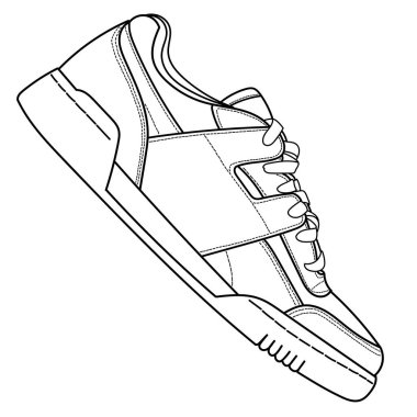 El yapımı spor ayakkabılar, spor ayakkabıları. Klasik vintage tarzı. Doodle vektör illüstrasyonu.