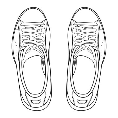 El yapımı spor ayakkabılar, spor ayakkabıları. Klasik vintage tarzı. Doodle vektör illüstrasyonu.