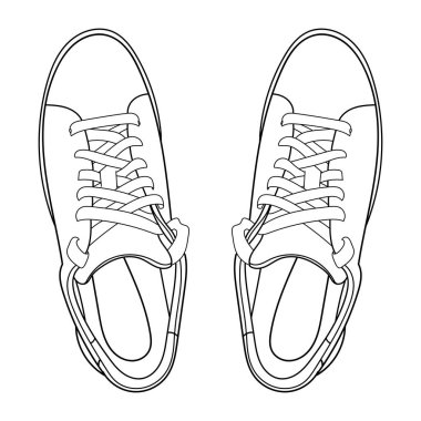 El yapımı spor ayakkabılar, spor ayakkabıları. Klasik vintage tarzı. Doodle vektör illüstrasyonu.