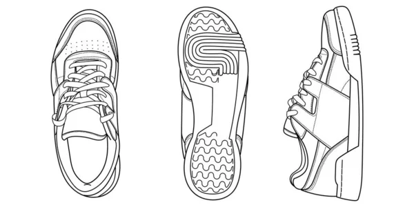 Ручні Кросівки Спортивне Взуття Класичний Вінтажний Стиль Doodle Векторні Ілюстрації — стоковий вектор