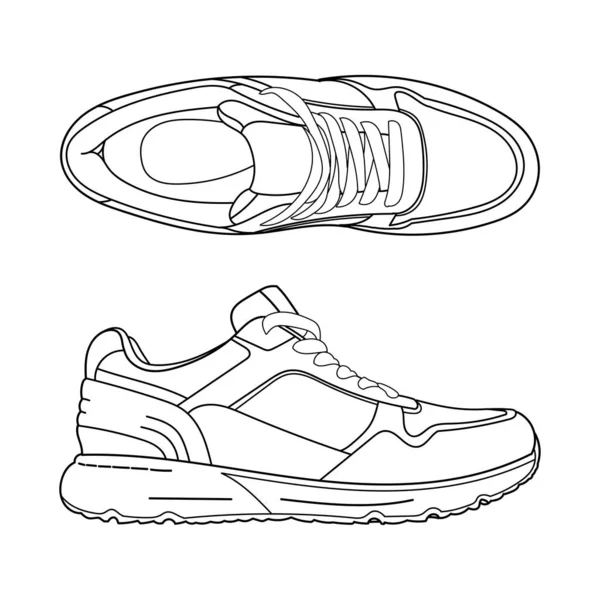 手绘运动鞋 运动鞋 经典的老式风格 Doodle矢量说明 — 图库矢量图片