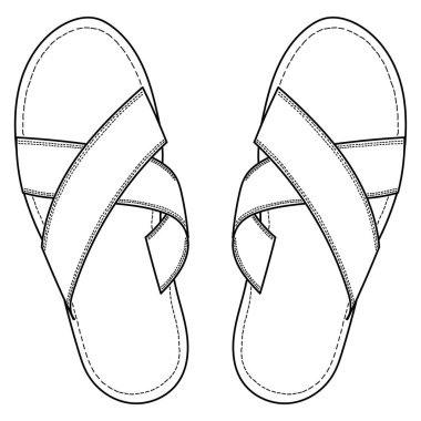 Flip flop sandal shoes for men. Up side, outline vector doodle illustration. Flip flop sandal shoes for men. Up side vector doodle 