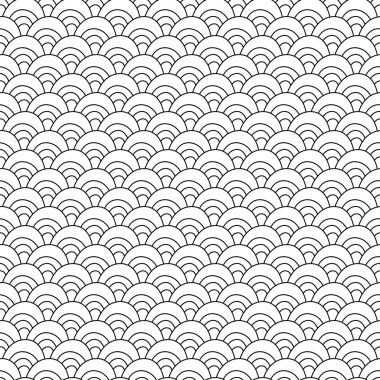 Semless pattern of doodle waves. Outline vector illustration