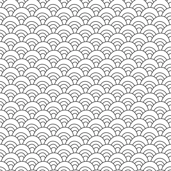 stock vector Semless pattern of doodle waves. Outline vector illustration