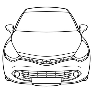 Yan taraftan bir arabanın taslak çizimi. Klasik bir tarz. Vektör o