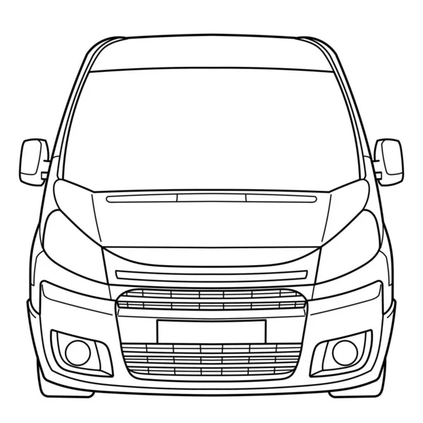 Классический Фургон Вид Спереди Контурная Векторная Иллюстрация Каракулей Вашего Дизайна — стоковый вектор