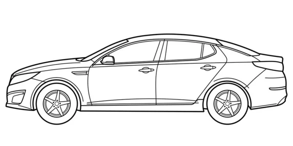 Κλασικό Αυτοκίνητο Σεντάν Πόρτα Αυτοκίνητο Λευκό Φόντο Πλάγια Λήψη Εικονογράφηση — Διανυσματικό Αρχείο