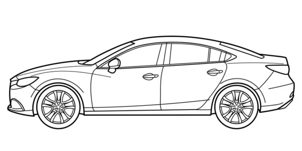 Carro Clássico Sedan Carro Portas Fundo Branco Tiro Vista Lateral —  Vetores de Stock