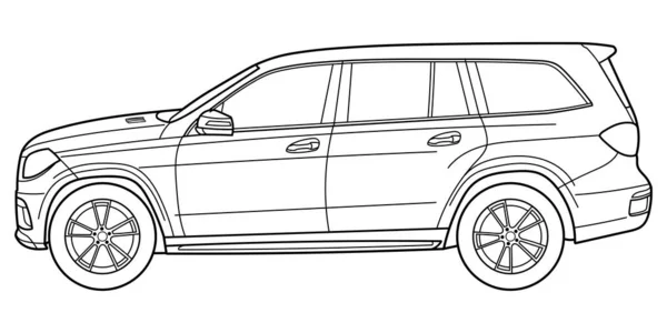 Classic Luxury Suv Car Crossover Car Front View Shot Outline — Wektor stockowy