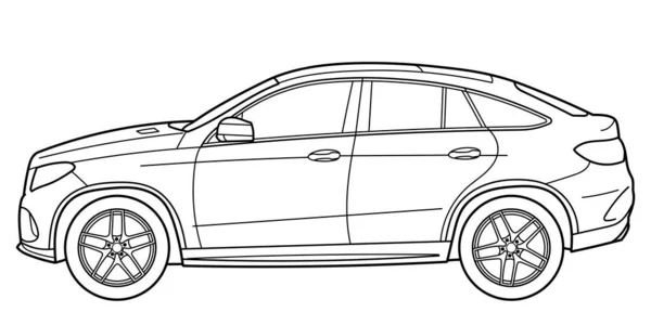 Classic Luxury Suv Car Crossover Car Front View Shot Outline — Stock Vector