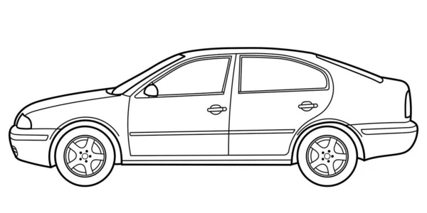 Classic Sedan Car Door Car White Background Side View Shot — Image vectorielle