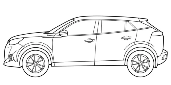 Classic Luxury Suv Car Crossover Car Front View Shot Outline — Image vectorielle