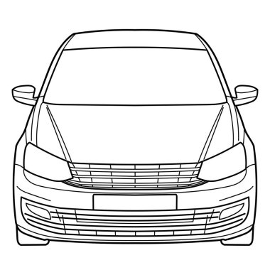 Yan taraftan bir arabanın taslak çizimi. Klasik bir tarz. Vektör o
