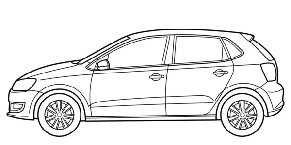 Outline Drawing Hatchback Car Side View Vector Outline Doodle Illustration — Image vectorielle