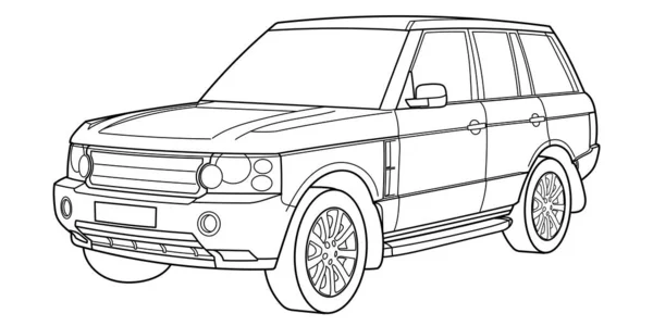 Classic Luxury Suv Car Crossover Car Front View Shot Outline - Stok Vektor