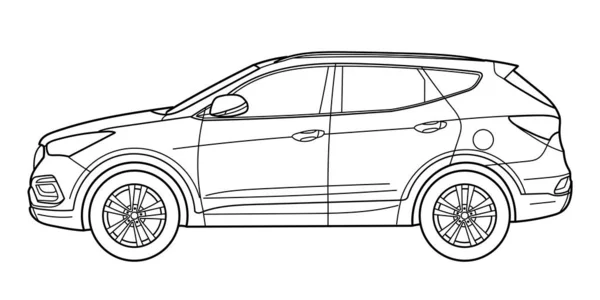 Classic Luxury Suv Car Crossover Car Front View Shot Outline — Stok Vektör