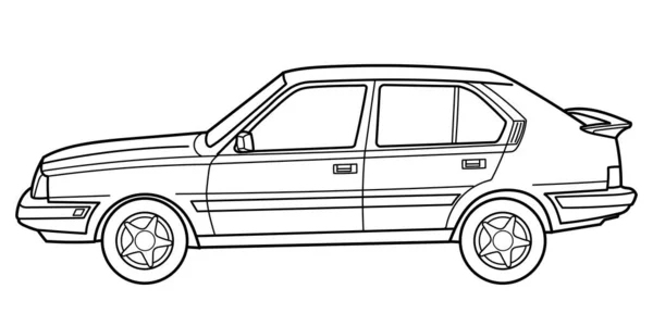 Umrisszeichnung Eines Schrägheckwagens Aus Der Seitenansicht Vektor Skizze Doodle Illustration — Stockvektor