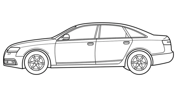 Klasický Sedan Boční Záběr Obrys Vektorové Ilustrace Design Pro Tisk — Stockový vektor