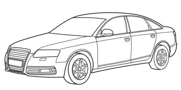 经典的运动轿车 正面和侧面3D视图 街道赛车风格的车 为您的设计 着色书籍或印刷品的概略的涂鸦矢量插图 — 图库矢量图片