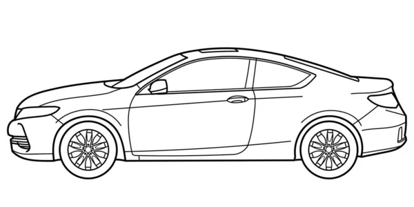 Outline Drawing Sport Hatchback Car Side View Classic 90S 00S — Wektor stockowy