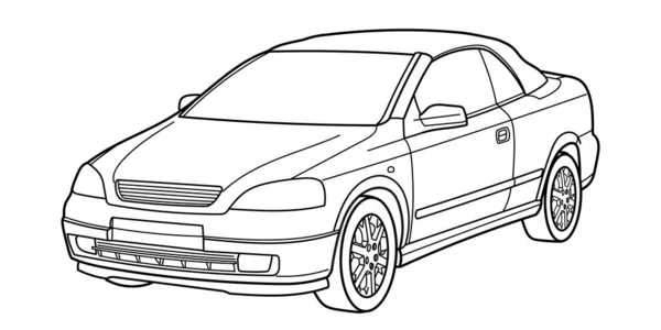 Bir Cabrio Spor Arabasının Çizimi Vektör Çizgisi Çizimi Yazdırma Veya — Stok Vektör