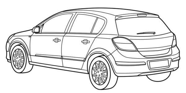 Outline Drawing Cabrio Sport Car Side View Vector Outline Doodle — Vector de stock