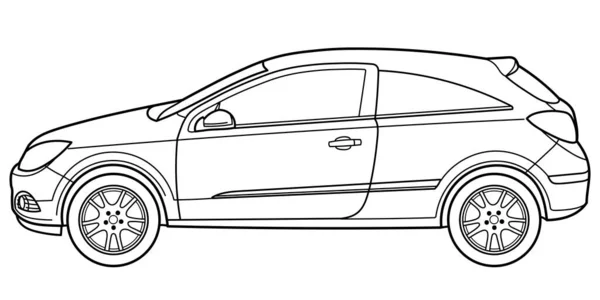 Desenho Esboço Carro Hatchback Esporte Vista Lateral Clássico Dos Anos — Vetor de Stock