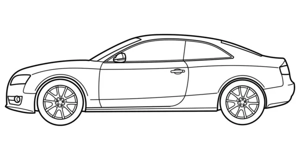 Outline Drawing Sport Hatchback Car Side View Classic 90S 00S — Image vectorielle